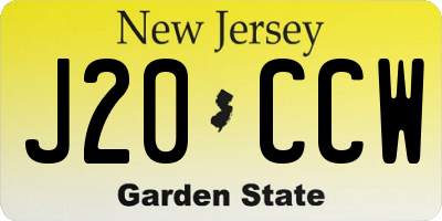 NJ license plate J20CCW