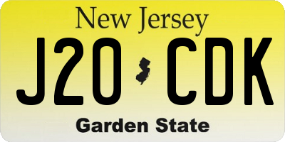 NJ license plate J20CDK