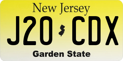 NJ license plate J20CDX