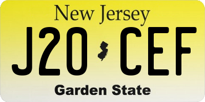 NJ license plate J20CEF