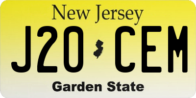 NJ license plate J20CEM