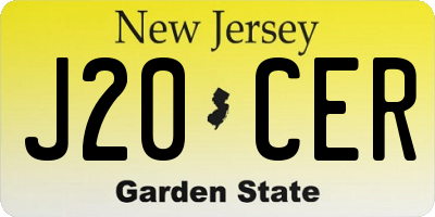 NJ license plate J20CER