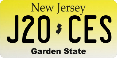 NJ license plate J20CES