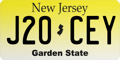 NJ license plate J20CEY