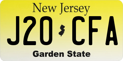NJ license plate J20CFA