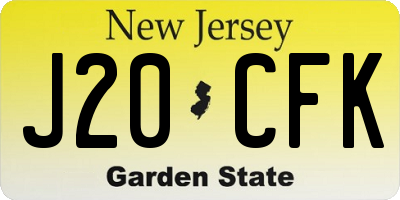 NJ license plate J20CFK