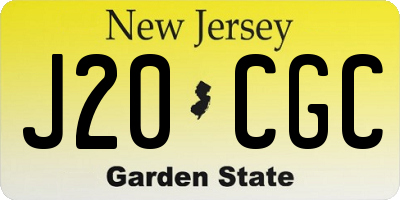 NJ license plate J20CGC