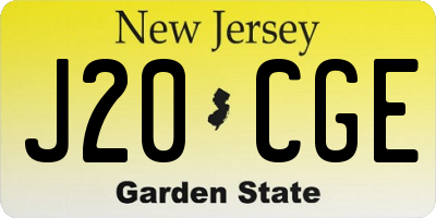 NJ license plate J20CGE