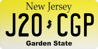 NJ license plate J20CGP