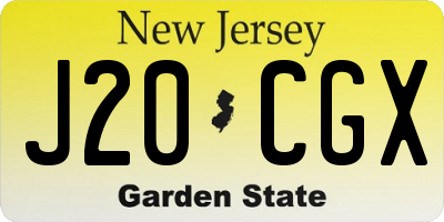 NJ license plate J20CGX