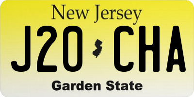 NJ license plate J20CHA