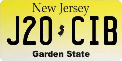 NJ license plate J20CIB
