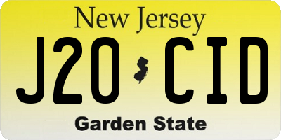 NJ license plate J20CID
