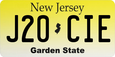 NJ license plate J20CIE