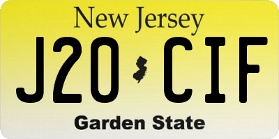 NJ license plate J20CIF
