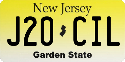 NJ license plate J20CIL