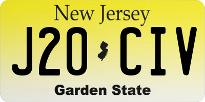 NJ license plate J20CIV