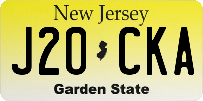 NJ license plate J20CKA