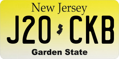 NJ license plate J20CKB
