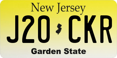 NJ license plate J20CKR