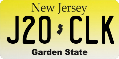 NJ license plate J20CLK