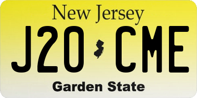 NJ license plate J20CME
