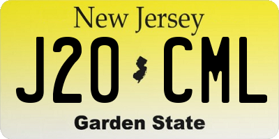 NJ license plate J20CML