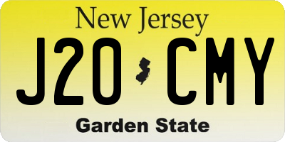 NJ license plate J20CMY