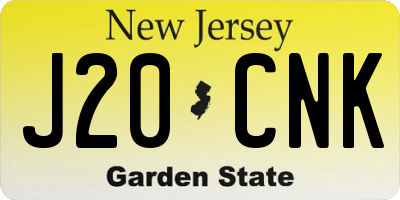 NJ license plate J20CNK