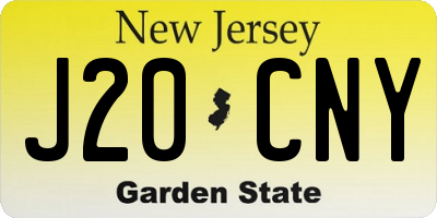 NJ license plate J20CNY