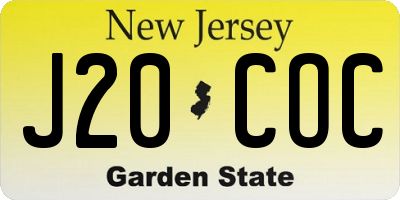 NJ license plate J20COC