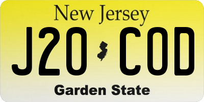 NJ license plate J20COD