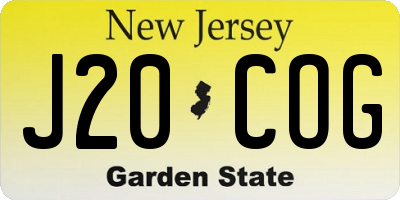 NJ license plate J20COG