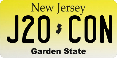 NJ license plate J20CON