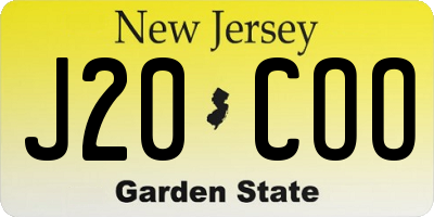NJ license plate J20COO