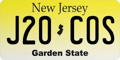 NJ license plate J20COS