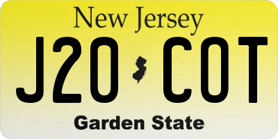 NJ license plate J20COT