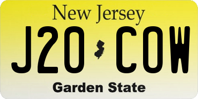 NJ license plate J20COW