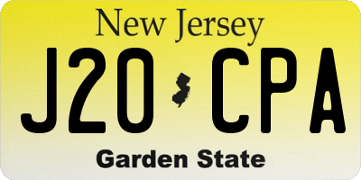 NJ license plate J20CPA