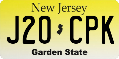 NJ license plate J20CPK