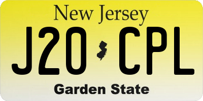 NJ license plate J20CPL