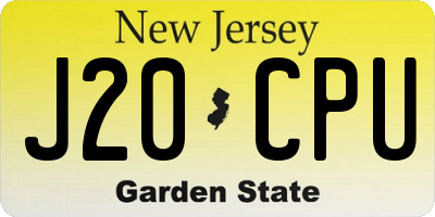NJ license plate J20CPU