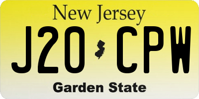 NJ license plate J20CPW