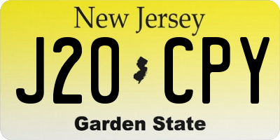 NJ license plate J20CPY