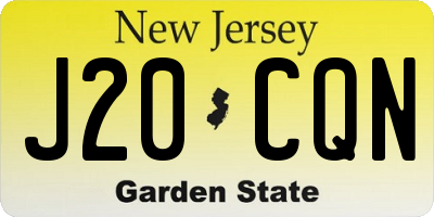 NJ license plate J20CQN