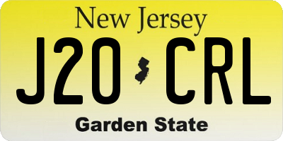 NJ license plate J20CRL