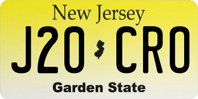 NJ license plate J20CRO