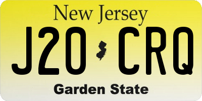 NJ license plate J20CRQ