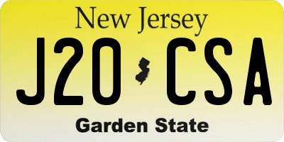 NJ license plate J20CSA