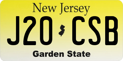 NJ license plate J20CSB